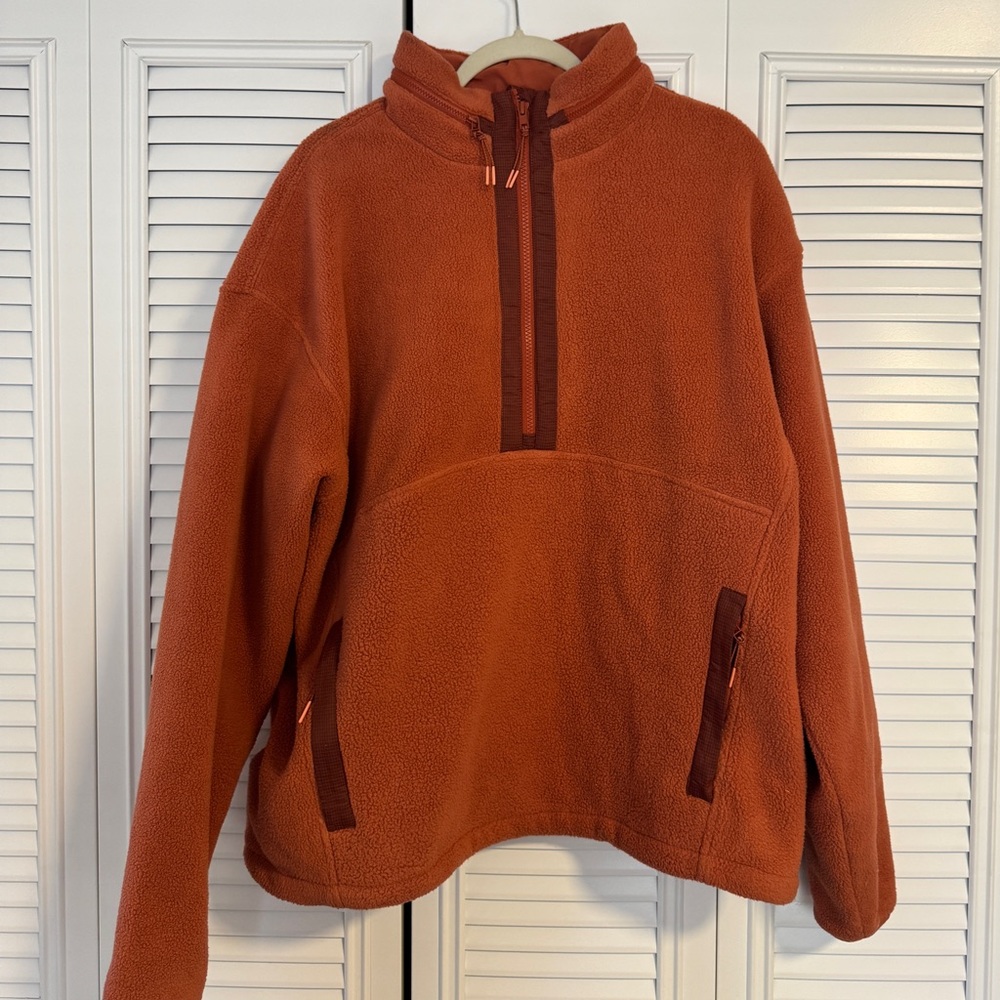 Outdoor Voices Orange Fleece Quarter Zip - Size L